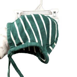 Hanna Andersson Baby Cap Hat Size 3-12M Green Stripe Tie